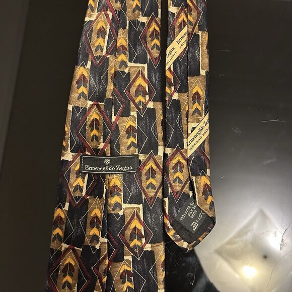 Ermenegildo Zegna Tie Retro Geometric Vintage 100% Silk 58" Made in Italy - Picture 5 of 5